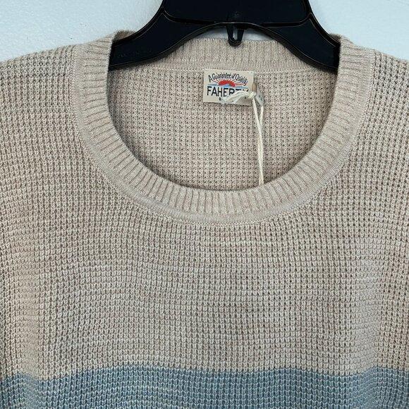FAHERTY Sunwashed Stripe Textured Organic Cotton Crewneck Sweater